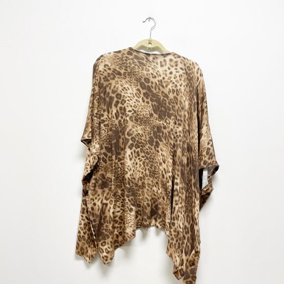 Susan Graver Weekend Women's S Brown Leopard Cashmoozie Open Front Cardigan - Picture 8 of 8